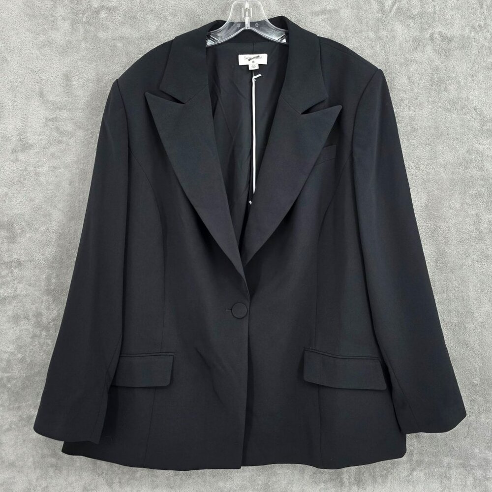 Sergio Hudson Target Blazer 2X Black Surgeon Cuffs Single Button Plus Collab New